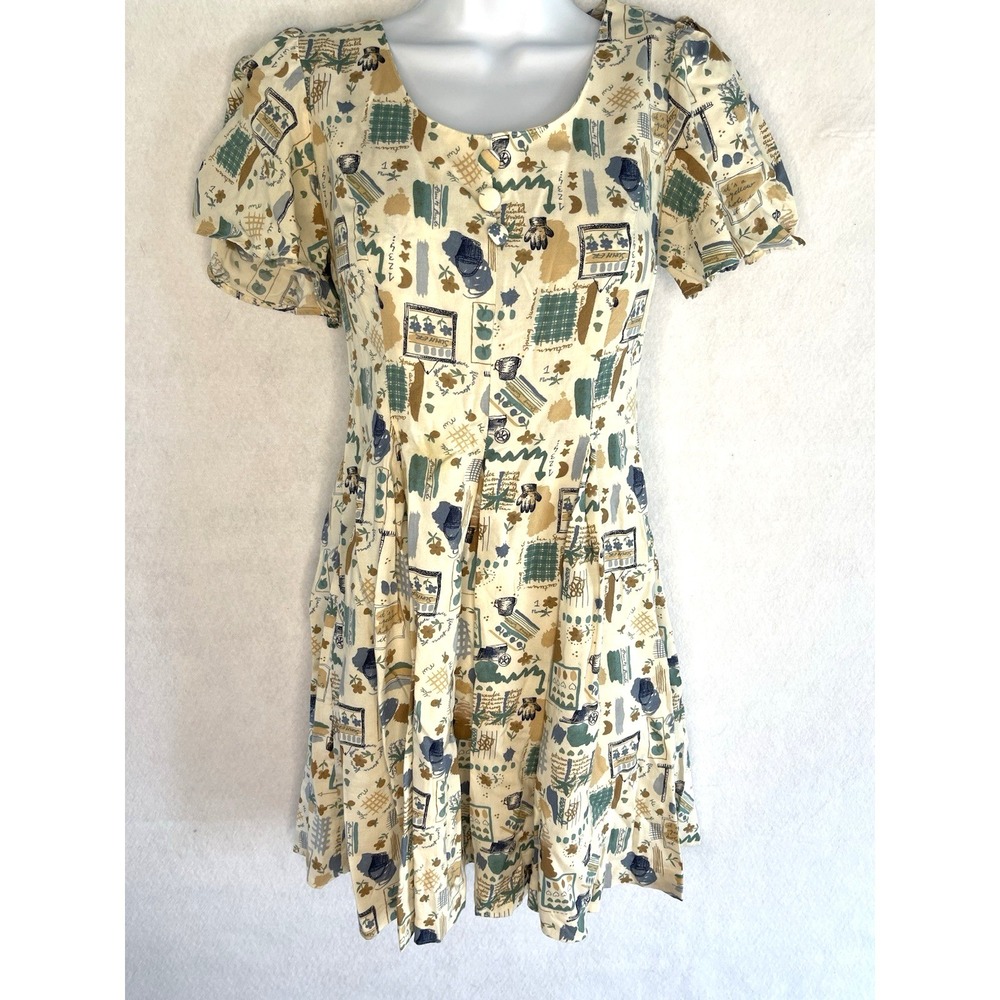 Handmade Vintage 80's 90's Cottagecore Grannycore Mini Dress Small